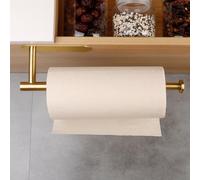Porte-Essuie-Tout Auto-Adhésif ou Perforé DIYZON, Support Mural en Acier Inoxydable SUS304 pour Cuisine et Salle de Bain, Porte-Rouleau de Papier à Longueur Réglable (Or)