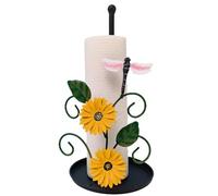 Porte-essuie-tout de cuisine tournesol, décoration et accessoires de cuisine tournesol, support en métal Hegivoc avec base ronde noire pour cuisine, décoration d'intérieur de style rustique simplement