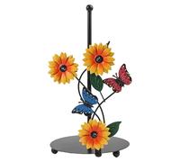 Porte-essuie-tout en fer Motif tournesol | Un support robuste en fer avec une base lestée pour basculer lorsque vous tirez des feuilles de papier.