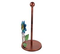 Porte-essuie-Tout Rétro en Fer Bleu, Design Floral de Table