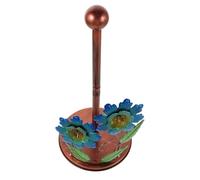 Porte-essuie-Tout Rétro en Fer Bleu, Fleur Décorative de Comptoir