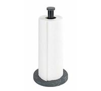 WENKO Porte-Rouleau pour Papier Cuisine Marbre, Support sur Pied au visuel élégant marbré pour la Cuisine, Fond en Plastique et Tige métallique Noire, (l/p x h) : Ø 15 x 32 cm, Noir