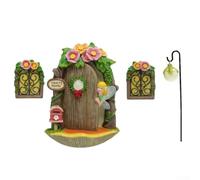 Porte et fenêtres miniatures en résine avec effet lumineux, parfait pour créer un environnement de conte de fées fantaisiste à l'intérieur ou à l'extérieur