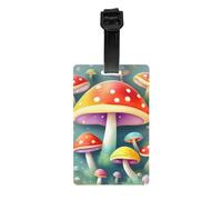 Porte-étiquette de bagage imprimé en forme de champignons colorés, facile à identifier, facile à accrocher, convient pour les valises, sacs à dos et sacs à main