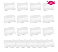 Porte Étiquette Transparent, 20Pcs Affichage du Signe en Acrylique, Prix Étiquette Stand, Supports d'Affichage Transparents pour Étagère, Marchandises, Bureau et Siège de Numéro