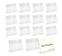 Porte-étiquette Transparent 30 Pièces, 9 x 6 cm Mini Affichage du Signe Porte-cartes, Acrylique Signe Nom Porte Cartes pour Buffet, Prix, Table - Présentoir Transparent, Magasin et Supermarché
