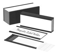 Porte-Étiquettes Magnétiques, Lot de 20 C Channel 40x100 mm, Porte-Cartes de Données avec films de protection transparents et insert en papier, pour Tableau Blanc, Meuble de Rangementà Étagère en Méta