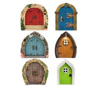 Porte Féerique Miniature Bois 6 Pièces Décoratif Plantes Pot Exterieur