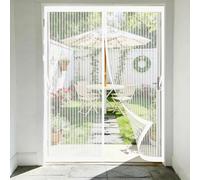 Porte Fenetre Aimantée 135 x 210 cm Bande Adhésive Anti Mouche Insecte Maintient L'Air Frais à L'Intérieur Installation Facile Moustiquaire pour Portes pour de Balcon, Blanc