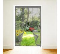 Porte Fenetre Aimantée 85 x 120 cm Maille Ultra Fine Fermeture Automatique Sans Perçage Bandes Magnétiques Moustiquaire Porte Magnétique pour de Balcon, Gris