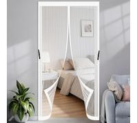 Porte Fenetre Aimantée 90 x 115 cm Maille Ultra Fine Fermeture Automatique Sans Perçage Bandes Magnétiques Moustiquaire Magnetique pour de Balcon, Blanc