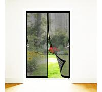 Porte Fenetre Aimantée 90 x 160 cm Bande Adhésive Anti Mouche Insecte Maintient L'Air Frais à L'Intérieur Installation Facile Moustiquaire de Porte pour Patio, Noir