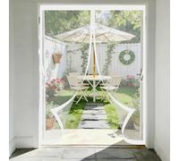 Porte Fenetre Aimantée 90 x 250 cm Maille Ultra Fine Fermeture Automatique Sans Perçage Bandes Magnétiques Rideau Moustiquaire Magnétique pour Patio, Blanc