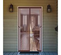 Porte Fenetre Aimantée Magnetique 120 x 190 cm MagnéTique Moustiquaire Sans Perçage Rideau de Porte pour pergola Balcon Patio Coulissantes, Marron
