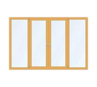 Porte-fenêtre bois 4 vantaux, Classique 68 mm, Pin, Couleurs: Clair 325, 2635 x 1760 mm, configurer individuellement