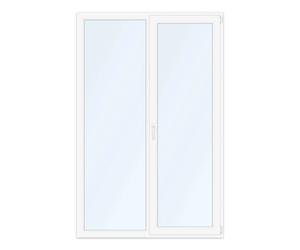 Porte-fenêtre PVC 140x215 cm, aluplast IDEAL 4000, blanc, 2 vantaux, oscillo battant, configuration personnalisée