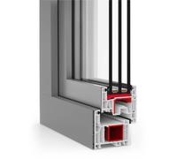 Porte-fenêtre PVC-Alu, Twinset neo AD, blanc RAL 9016, vitrage fixe, 510 x 1760 mm, configuration personnalisé