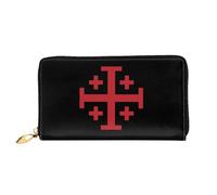 Porte-Feuille en Cuire Croix Catholique De Jérusalem Portefeuille Femme Longue Cuir Portefeuille Vintage Porte-Monnaie pour Enfant, Homme, Ami