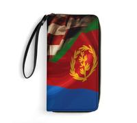 Porte-Feuille en Cuire Drapeau Combiné De L'Érythrée Et des États-Unis Porte Monnaie Femme avec Compartiment À Monnaie Femme Pouch Bourse De Nombreux Emplacements pour Cartes Bourse Pochette
