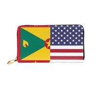Porte-Feuille en Cuire Drapeau De L'Amitié Entre L'Amérique Et La Grenade Porte-Monnaie Original Retro Femme Pouch Bourse Souple Coin Purse Wallet pour Ami, Prof, La Fille
