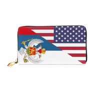 Porte-Feuille en Cuire Drapeau De L'Amitié Entre L'Amérique Et Le Monténégro Portefeuille Femme Exquis Femme Pouch Bourse Vintage Cuir Portefeuille pour Garcon, Ami, Homme