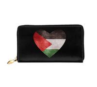 Porte-Feuille en Cuire Drapeau Palestinien en Forme De Cœur Femme Pouch Bourse Original Retro Cuir Portefeuille Mignonne Portefeuille Femme pour Femme, Prof, Homme