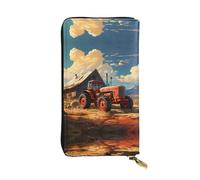 Porte-Feuille en Cuire Impression De Tracteur Rouge De Ferme Coin Purse Wallet Souple Bourse Pochette De Nombreux Emplacements pour Cartes Fille Pochette pour Garcon, Ami, Mère