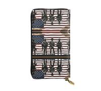 Porte-Feuille en Cuire Impression Patriotique du Memorial Day des Soldats De L'Armée Américaine Porte Monnaie Femme Exquis Coin Purse Wallet Souple Fille Pochette pour Femme, Amoureux, Homme