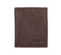Zippo Porte-feuille Pochette verticale en cuir 12 cm – surpiqûres rouges – marron
