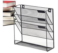 Porte-fichiers mural - Organisateur de dossiers à 4 niveaux, support de bureau, stockage de documents en métal, conception murale peu encombrante | Porte-fichiers pour bureau, salle d'étude à domicile