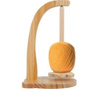 Porte-fil en bois avec broche rotative magnétique - Support stable de 320 g pour tricot et crochet - Distributeur de boules de fil lisse pour les amateurs de couture et d'artisanat (couleur bûche)