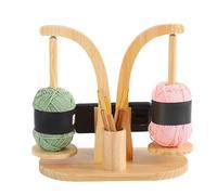 Porte-fil en bois - Porte-fil en bois, organisateur de pelotes de fils, supports de laine à tricoter, dérouleur de laine à double rotation | Support de fils avec support de téléphone portable |