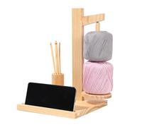 Porte-Fil en Bois pour Tricot, Dérouleur de Laine, Support Pelote de Laine en Bois, Bobineuse en Bois Multifonctionnelle avec Support pour Téléphone, Pour Accessoires de Tricot Cadeaux (Jaune pâle)