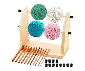 Porte-fil magnétique, distributeur de fil à crochet, support de bobine en bois, porte-bobine double rotatif, organiseur portable pour le rangement de fils