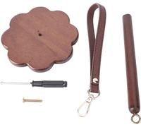 Porte-fil portable avec sangle de poignet en cuir Noyer Bois Ball Stand pour le voyage à domicile -Tricot au crochet