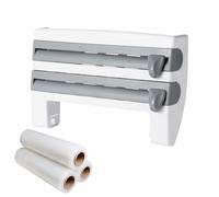 Porte-film avec coupe-lèvres, distributeur de rouleaux alimentaires avec coupe-papier | organisateur de film alimentaire pour cuisine, garde-manger, stockage des aliments avancés
