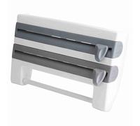 Porte-Film Cling Film Salle de Rangement Mural avec Coupe-Papier et Porte-serviette en Papier pour la Cuisine Moderne Matériau ABS Gris Blanc 39 X 10 X 24 Cm (Gris blanc)