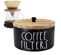 Porte-filtre à café - 9 x 15 cm - Organiseur compact en bois rustique - Rangement pour station de café - Accessoires de plan de travail avec couvercle sécurisé - Pour Drip Brew Serve Home Cafe Camping
