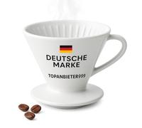 Porte-filtre à café en porcelaine taille 4 - de haute qualité - Filtre manuel en blanc, pour infusion goutte à goutte réutilisable pour 1 à 4 tasses, pour un café filtre aromatique, de qualité