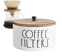 Porte-filtre à café rustique - Décoration pour café en bois avec couvercle, récipient pour filtre pour | Serve Brew Pour Drip Coffee Making Travel Camping Home Cuisine Bureau garde-manger Café S