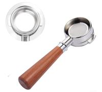 Porte-filtre à expresso 58 mm avec poignée en bois massif et corps en acier inoxydable pour observation directe de l'extraction compatible avec la plupart des cafetières (A)