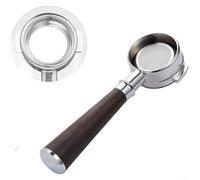 Porte-filtre à expresso 58 mm avec poignée en bois massif et corps en acier inoxydable pour observation directe de l'extraction compatible avec la plupart des cafetières (B)