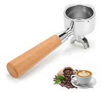 Porte-filtre de 51 mm pour machine à café DeLonghi EM450M, 3 ergots, porte-filtre en acier inoxydable de 4 mm d'épaisseur avec poignée en bois de pour Casabrews CM5418/Cecotec Power Espresso 20