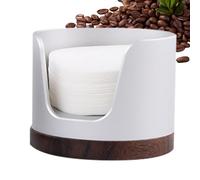 Porte-filtre en papier - Distributeur de filtre à café - Porte-filtre en papier rond de rechange - Réservoir à poussière portable en bois avec couvercle - Pour les fabricants d'