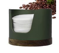 Porte-filtre en papier - Distributeur de filtre à café - Porte-filtre en papier rond de rechange - Réservoir à poussière portable en bois avec couvercle - Pour les fabricants d'