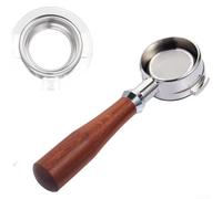 Porte-filtre expresso 58 mm avec poignée en bois massif et corps en acier inoxydable pour observation directe de l'extraction compatible avec la plupart des cafetières (D)
