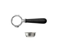 Lelit Bottomless Porte-Filtre Lelit 58 - Inclut un Filtre en Acier Inoxydable à 2 Doses - Poignée en Bois - PLA580B - Argent/Bois de Noyer Noir