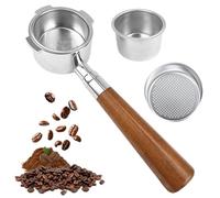 Porte-filtre sans fond 51 mm pour DeLonghi Dedica EC680/EC685/EC885 avec 3 oreilles et manche en bois, filtre en acier inoxydable de 0,3 mm, compatible avec EC785/EC820/EC850/EC860, All Stainless