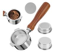 Porte-Filtre Sans Fond 51mm en Bois de Rose Rouge avec Panier Filtrant en Acier Inoxydable - Compatible DeLonghi Dedica EC680/EC685/EC785 - Accessoire Barista Ergonomique à 3 Oreilles