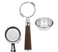 Porte-filtre sans fond 58 mm en acier inoxydable pour Gag-gia | Compatible Classic/Pro/Evo [2 oreilles] | Poignée noyer & panier double shot inclus